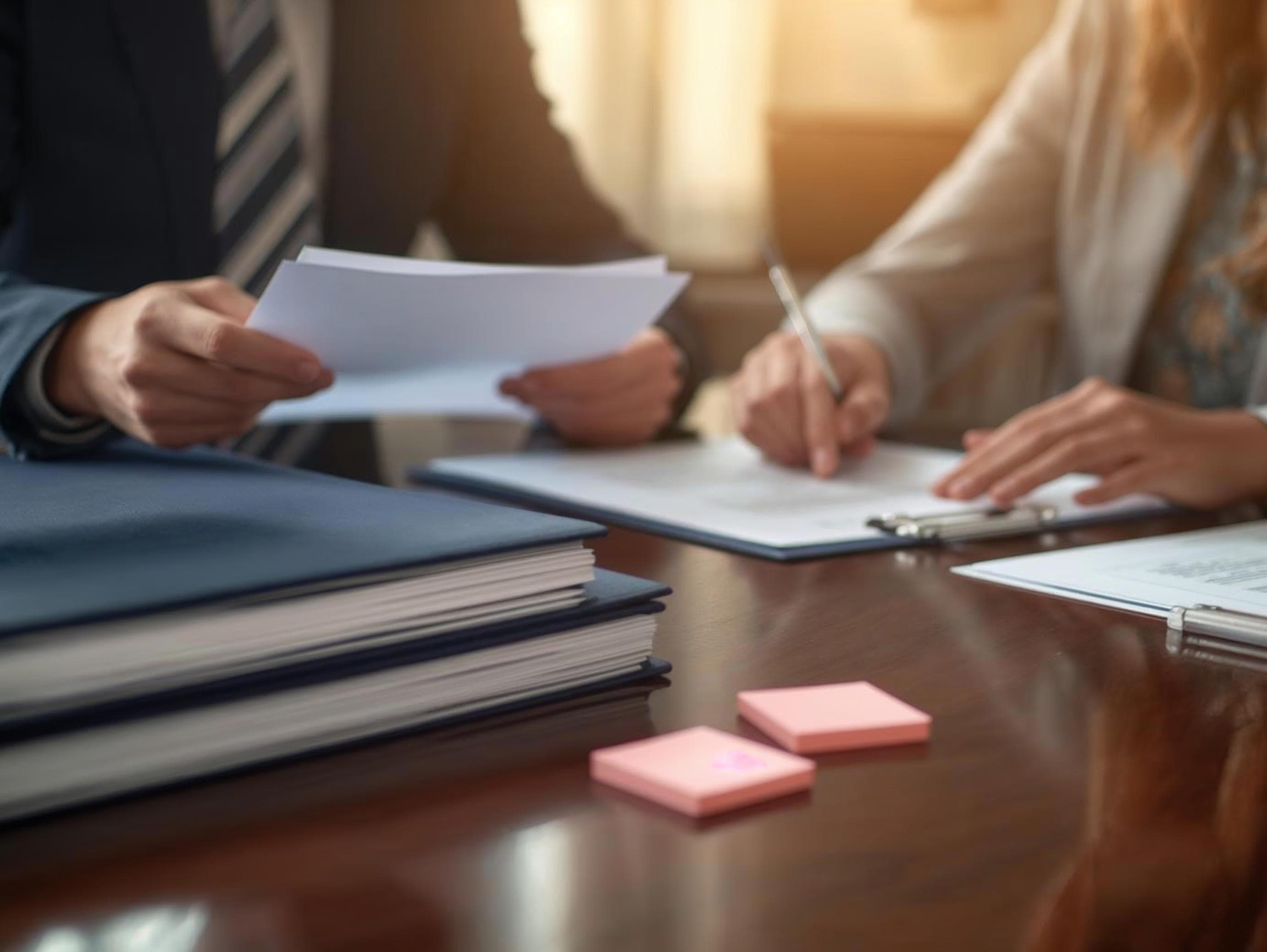Consultant reviewing visa refusal documents with client